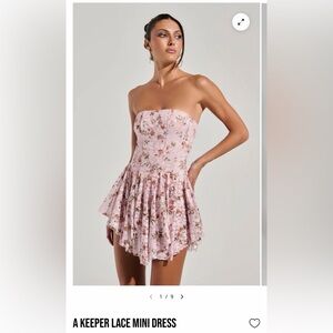 Akira Pink Floral Lace Mini Dress w/Shorts